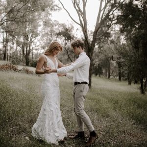 Unique lace wedding gown