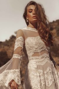 lace and beading bridal gown details