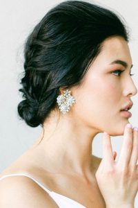 woman wearing crystal earring