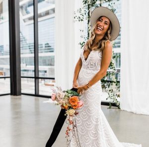 Fitted boho best sale wedding dress