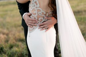 fitted wedding dress with low beaded back