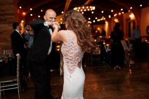 bride and father dancing at reception