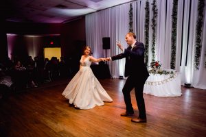 bride and groom having their first dance