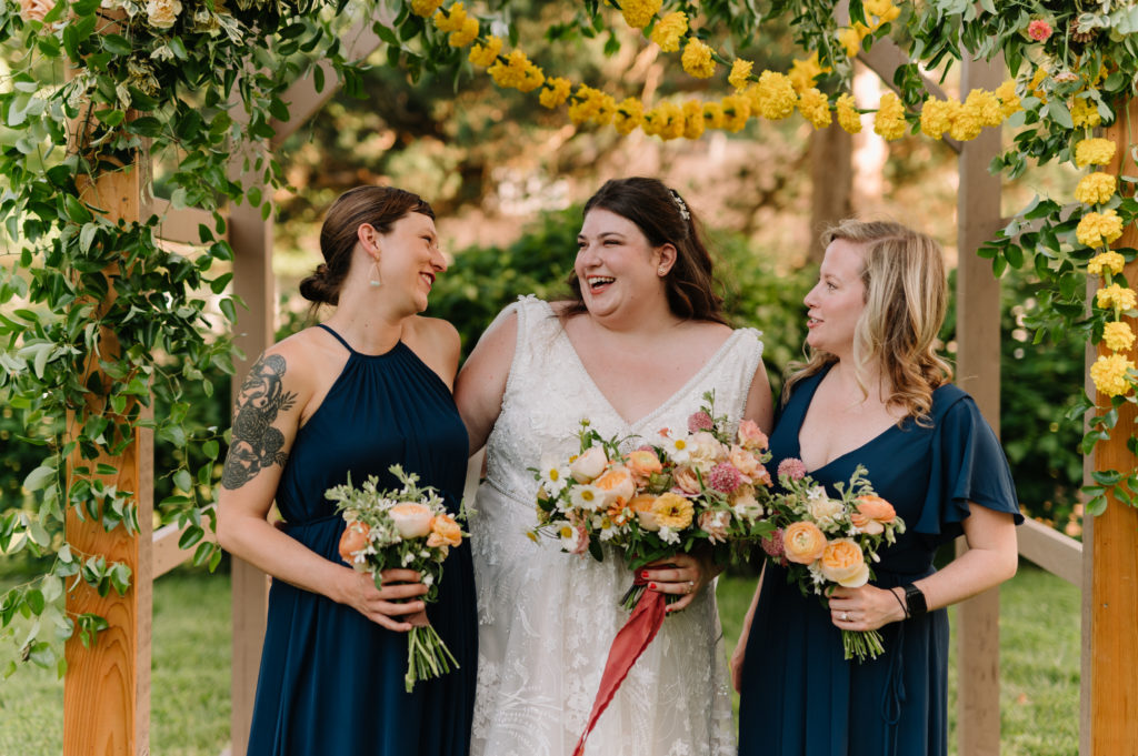 bride and her two bridesmaids